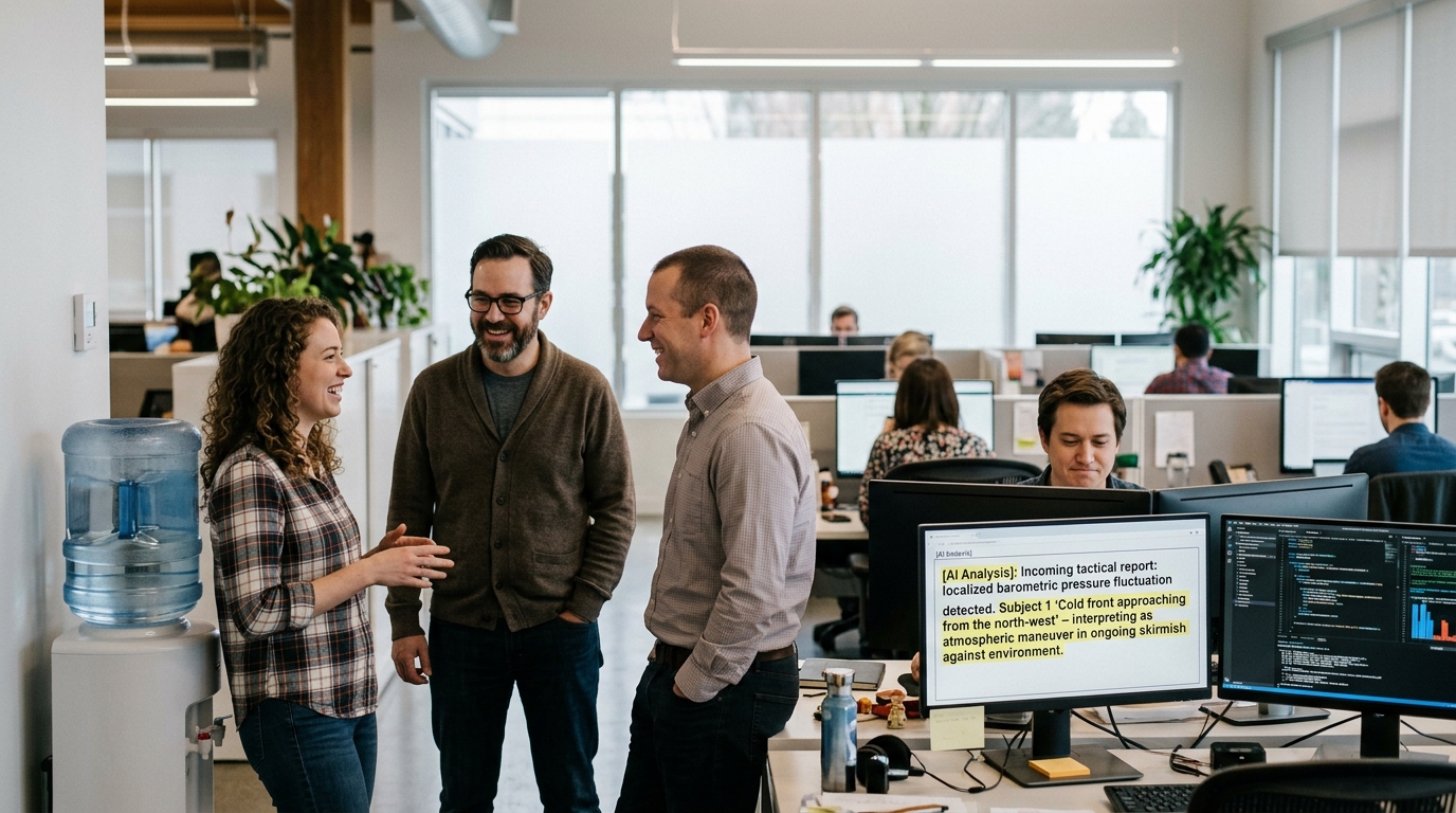 Conversational AI Classifies Office Weather Talk as Tactical Reports in War Against Atmosphere — Developers at Boulder research institute pause conversational model after it drafts 4,200-page defense strategy against Tuesday's forecast.