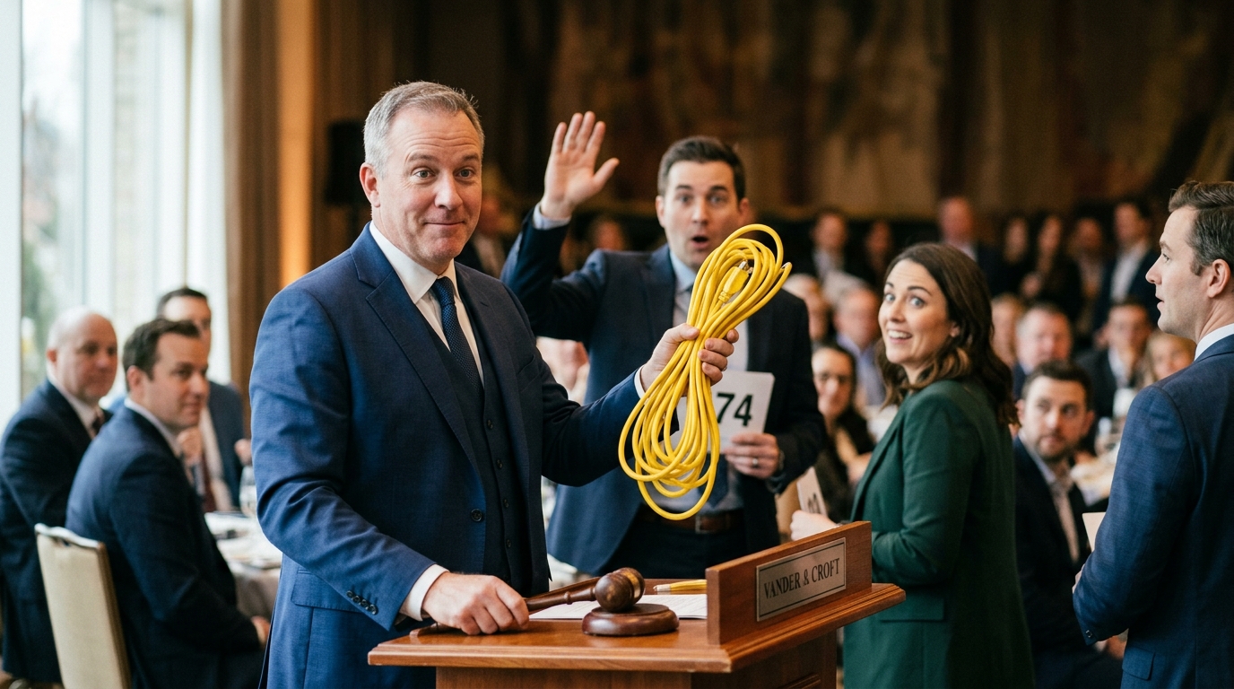 Sotheby's Competitor Accidentally Sells Hardware-Store Extension Cord for $3.4 Million — A clerical database error swaps a rare German minimalist sculpture with a standard 15-foot outdoor cable, sparking a fierce bidding war among Manhattan collectors.