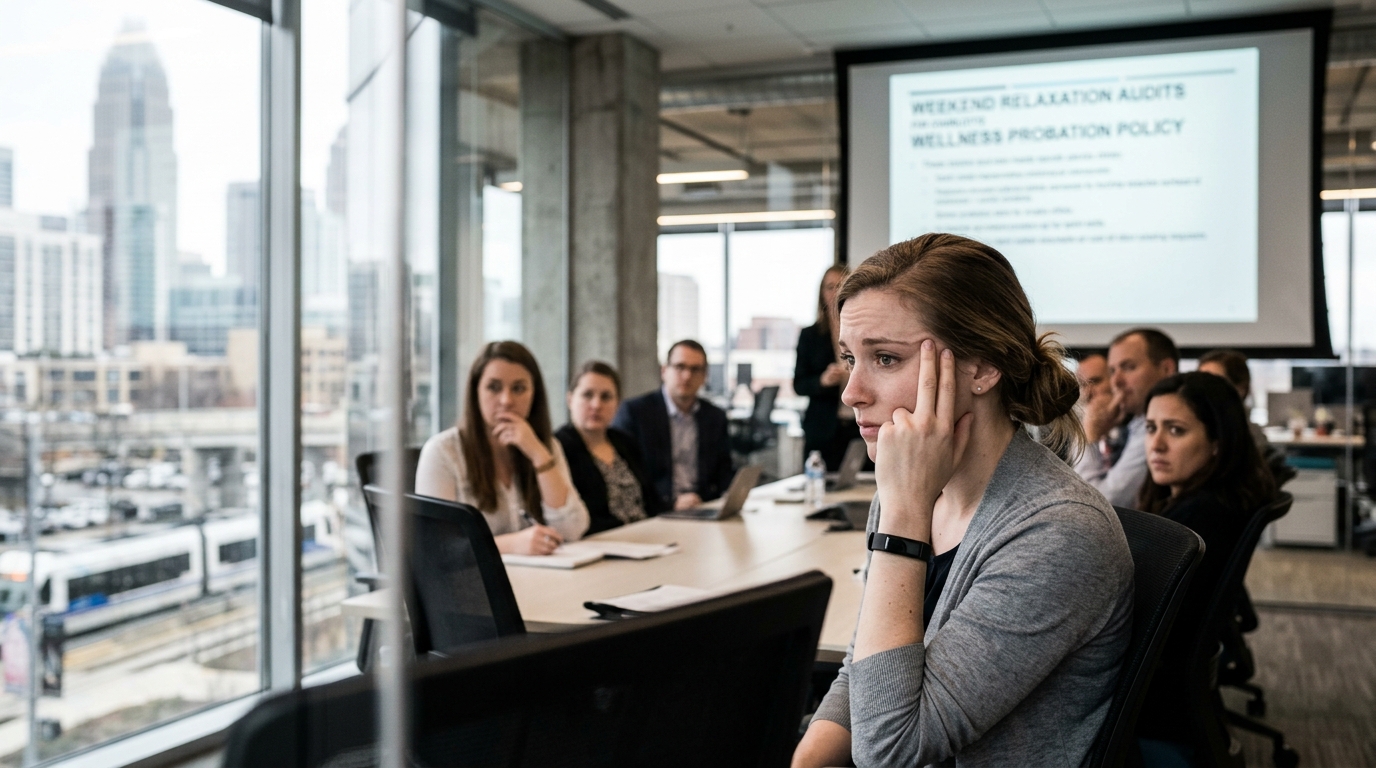 Corporate Consulting Firm Reprimands Employees for Failing Weekend Relaxation Audits — Biometric data revealed several staffers engaged in unauthorized, high-stress domestic tasks during designated recovery hours.