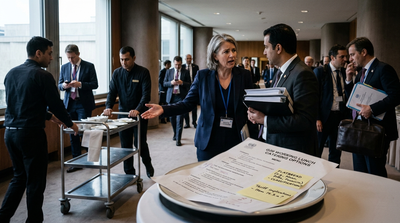 G20 Logistics Summit Collapses Over Semantic Classification of Flatbreads — A three-day deadlock on whether a grilled flatbread constitutes a "wrap" or a "bready vector" derails a $400 billion global infrastructure accord.