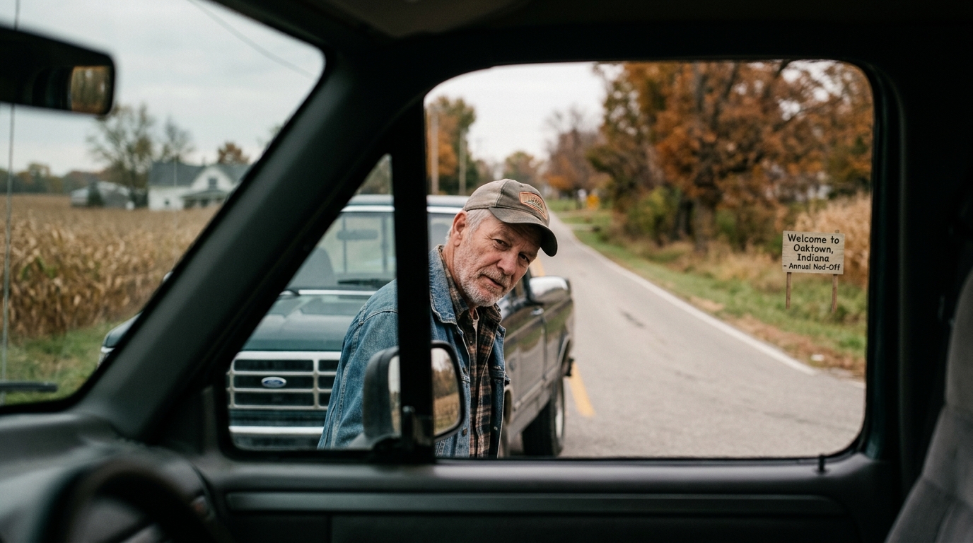Indiana Town Hosts National Championship for Subtle, Non-Verbal Roadside Nodding — The 34th Annual Oaktown Nod-Off draws hundreds of competitors striving for the perfect, near-imperceptible acknowledgment between passing motorists.