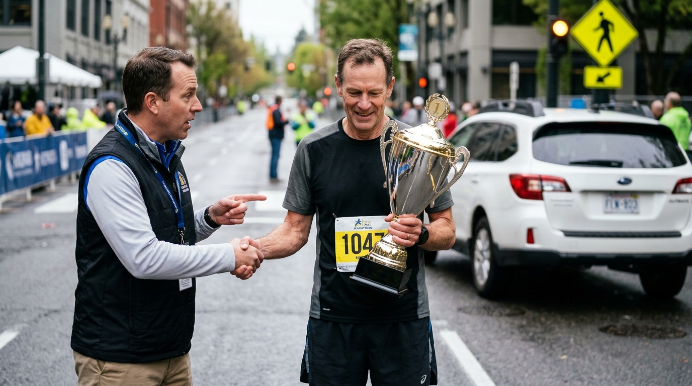 Portland Marathon Winner Declared After Top 113 Runners Disqualified for Failing to Yield to Subaru — A routing oversight on Mile 18 left a 12-foot stretch of the course legally open to traffic, rendering the elite field guilty of minor pedestrian infractions.