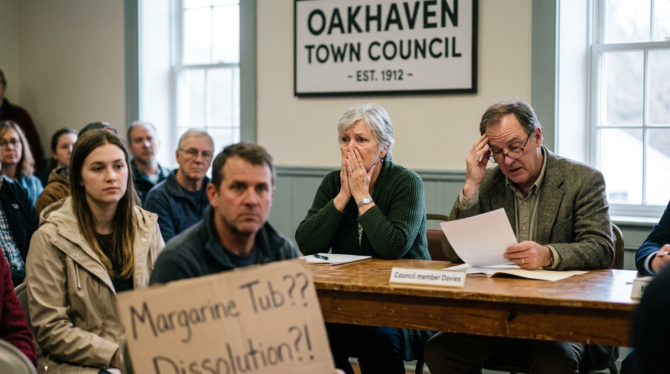 Incorrectly Sorted Margarine Tub Triggers Dissolution of Maryland Municipal Government — A 1994 civic charter legally binds the town of Oakhaven’s municipal status to a perfect 100% recycling sorting record, now invalidated by a single piece of polypropylene.
