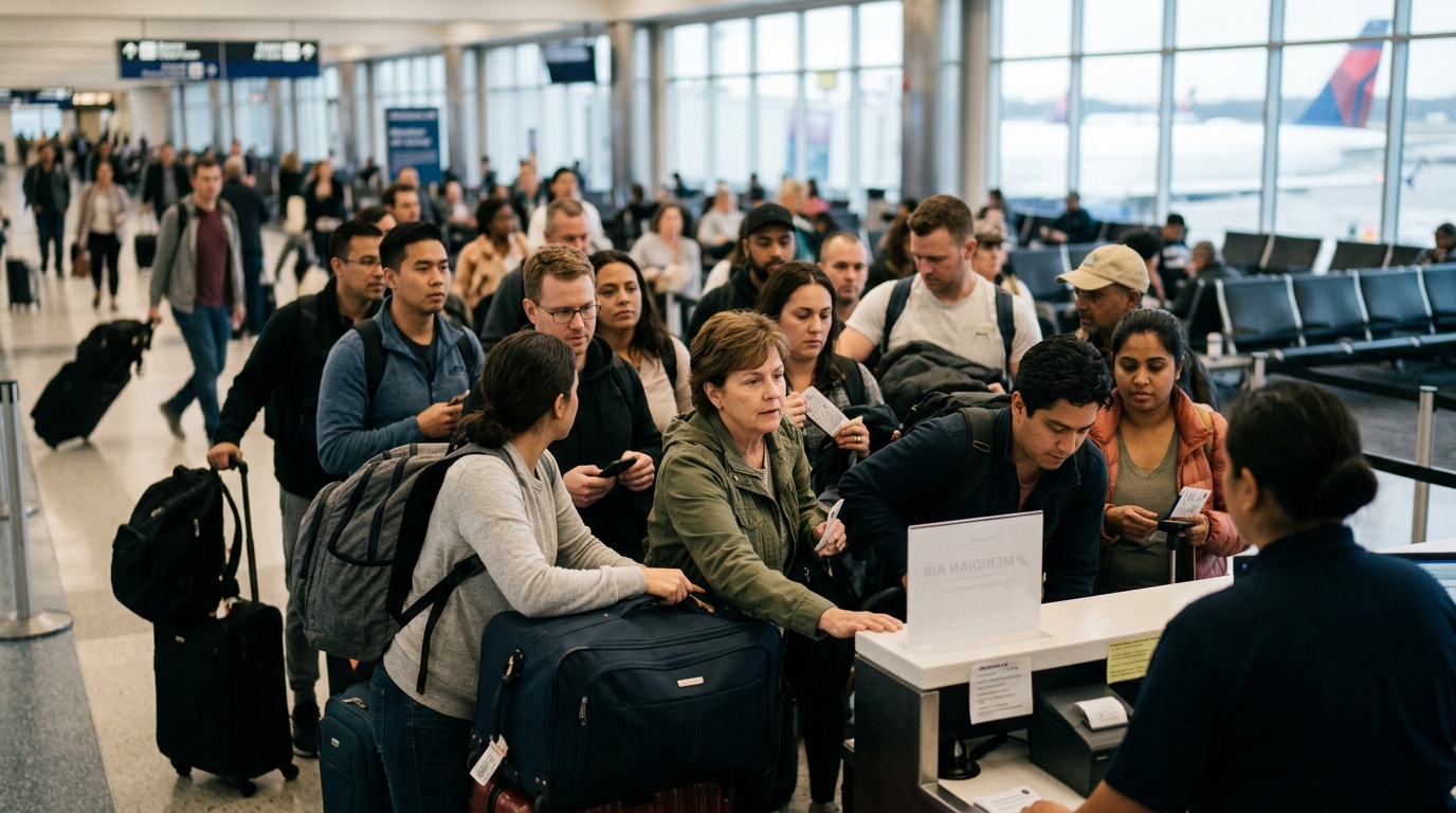 Meridian Air Updates Loyalty Program to Reward Gate Crowding and Overhead Bin Monopolization — The airline's new 'Assertive Traveler' metrics allow frequent flyers to earn points by standing in boarding lanes early and refusing to consolidate carry-on luggage.