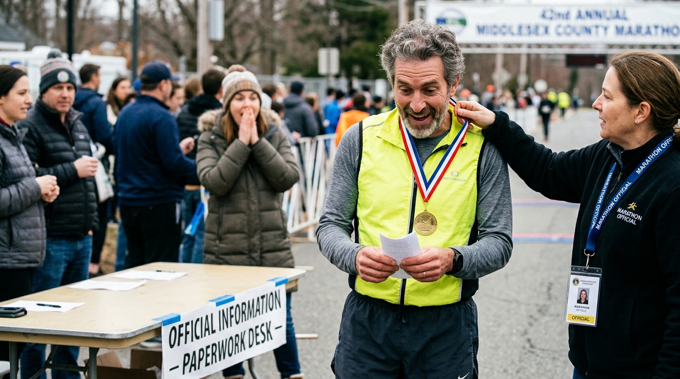 Middlesex Marathon Title Awarded to 1,412th-Place Finisher After Paperwork Audit — Elite runners disqualified under new municipal ordinance requiring notarized asphalt impact assessments