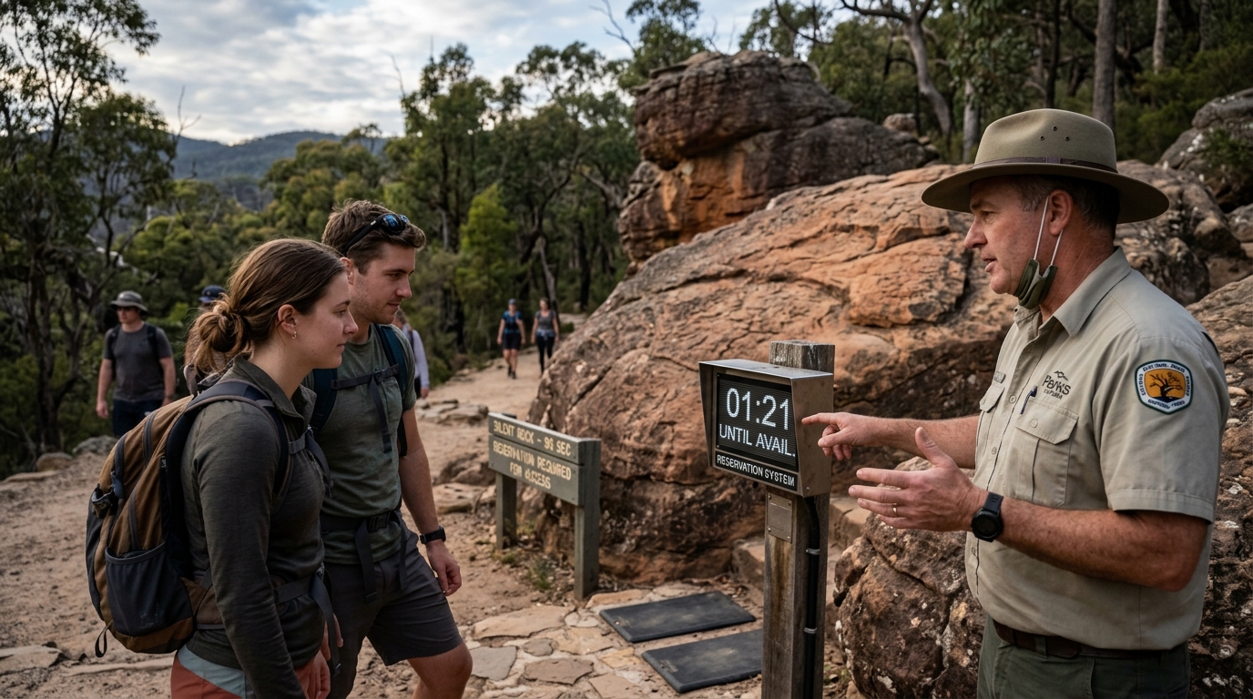 Australian National Park Implements 90-Second Reservation System for Single Sandstone Rock — Hikers must secure a mobile permit to sit, lean, or rest backpacks on Rock 41-A in the Grampians