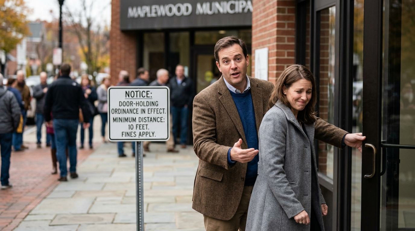 Ohio Suburb Outlaws Holding Doors for People Who Are Too Far Away — Under Ordinance 412-B, citizens who force fellow pedestrians into an awkward half-jog face a $150 civil fine for "coercive hospitality."