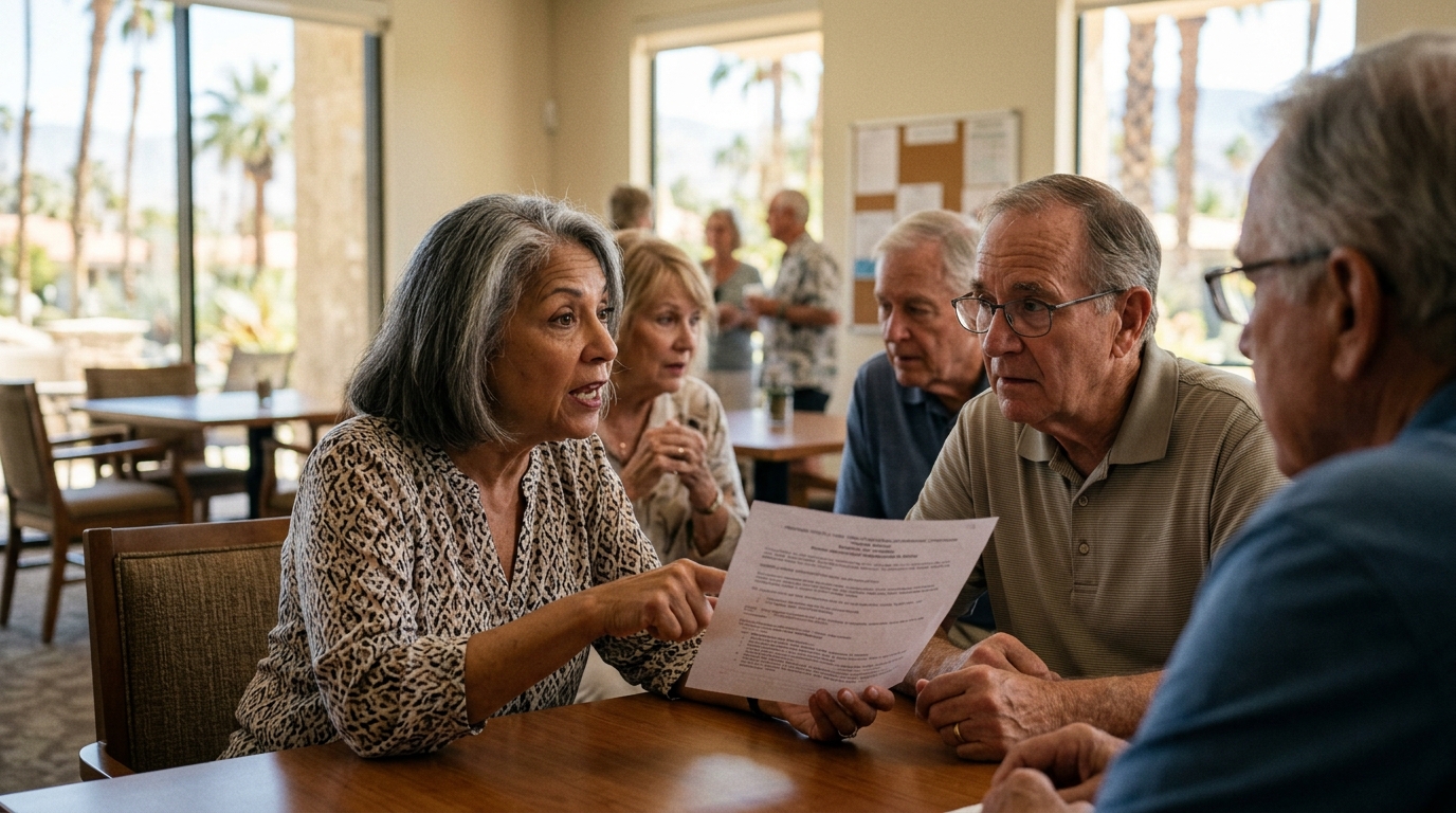 Palm Springs Retirement Community Restricts Sponsored Content in Communal Spaces — The Whispering Palms Board of Directors establishes designated filming hours for unboxings, 'Get Ready With Me' videos, and brand-sponsored water aerobics.