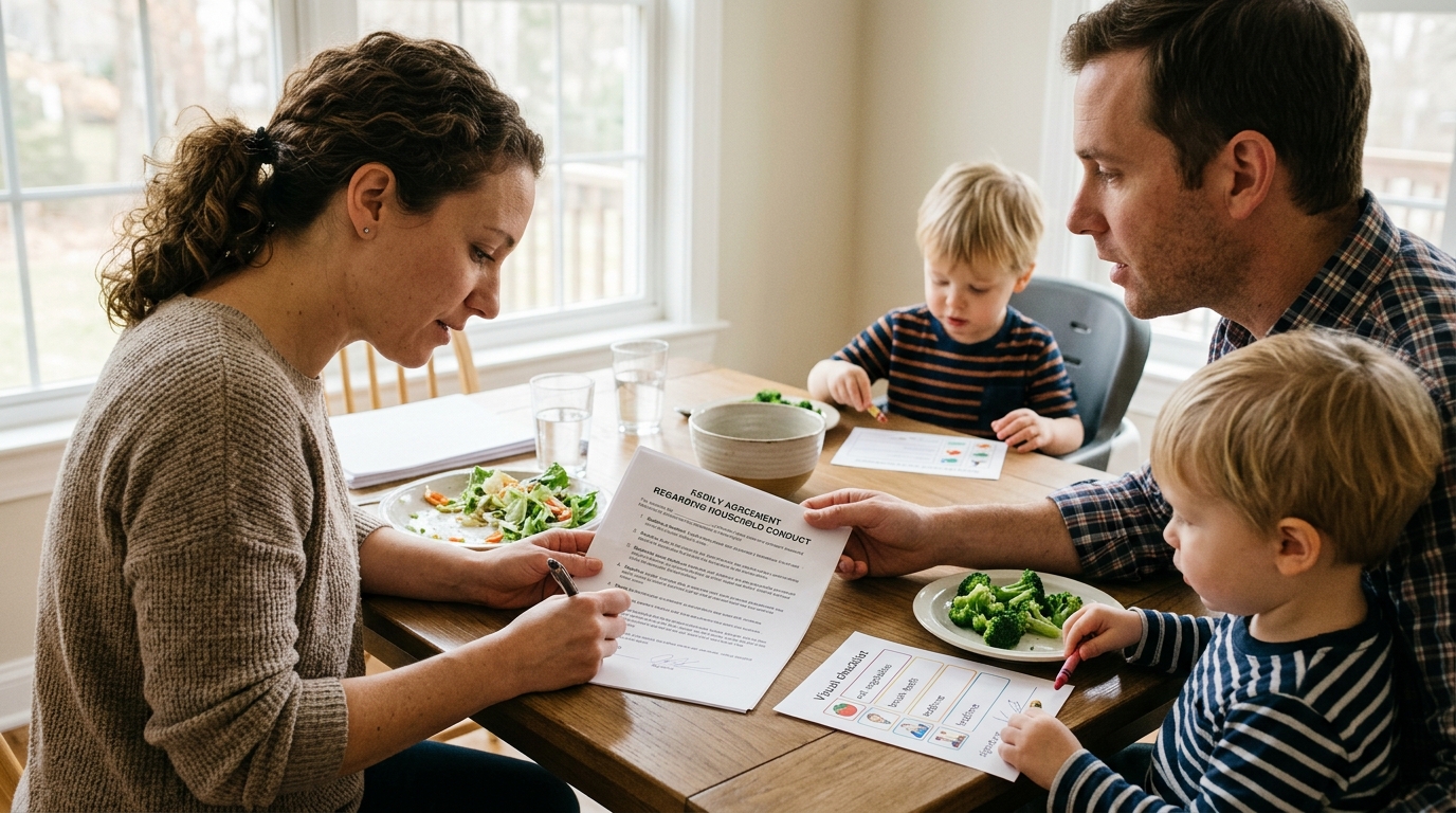 Suburban Parents Adopt Bilateral Contracts to Govern Toddler Behavior — The emerging trend of 'Structured Reciprocal Parenting' replaces traditional discipline with formal, mediated family agreements.