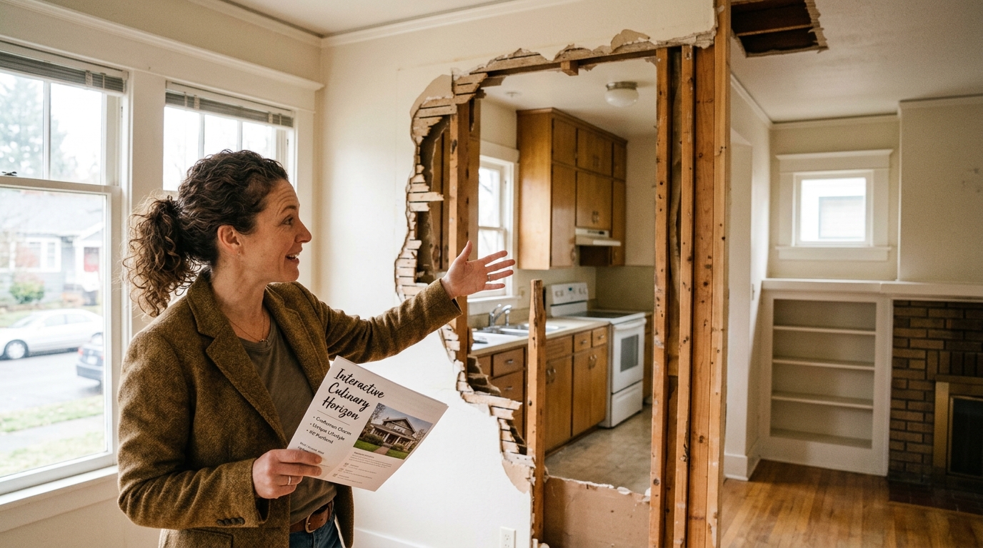 Portland Real Estate Listing Rebrands Missing Kitchen Wall as ‘Interactive Culinary Horizon’ — The $840,000 property also boasts a "passive hydraulic cellar" that municipal inspectors have historically classified as a flooded basement.