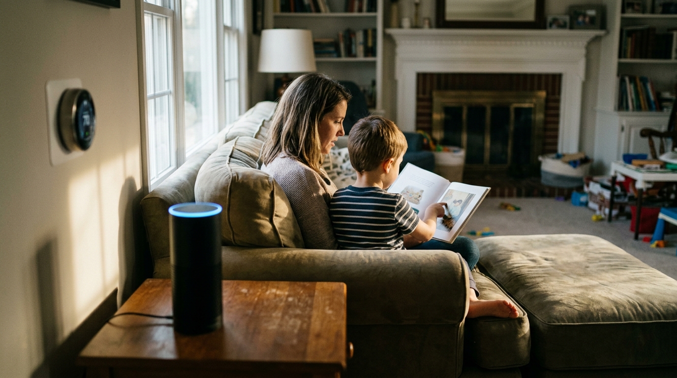 Connected Home Devices Form Coalition to Standardize Owner's Erratic Living Habits — A suburban Virginia household becomes the testing ground for a coordinated efficiency campaign waged by a thermostat, a refrigerator, and a robotic vacuum.