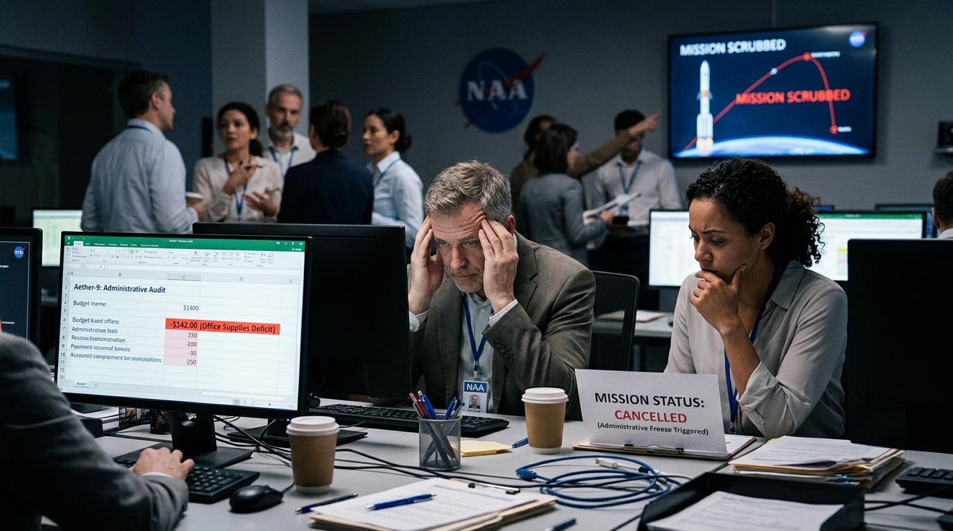Space Agency Cancels $4.2 Billion Titan Mission Over $142 Office Supply Deficit — Federal automated procurement software locked launchpad telemetry after propulsion engineers purchased unauthorized felt-tip pens.