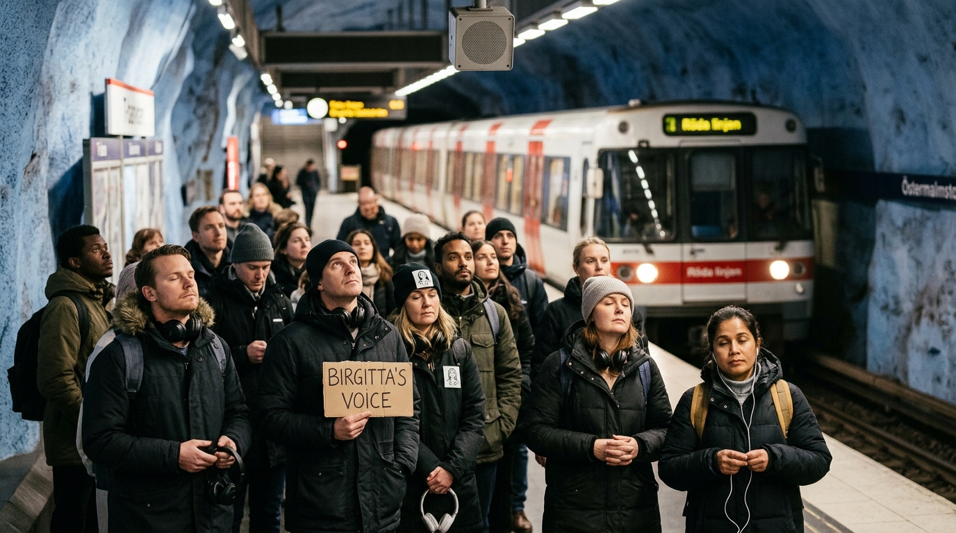 Stockholm Commuters Form Quiet Cult of Personality Around Mid-Level Transit Clerk Who Recorded Subway Announcements — Transit agency struggles to manage crowds gathered to hear the flat, unhurried voice of a procurement officer who recorded the safety warnings in 2014.